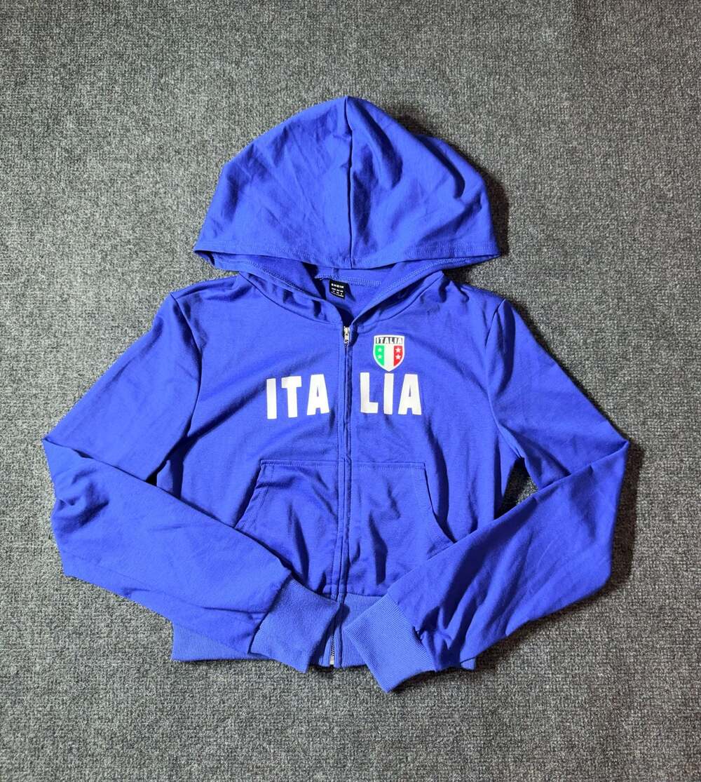 SHEIN Italia Cropped Zip-Up Hoodie Womens Medium